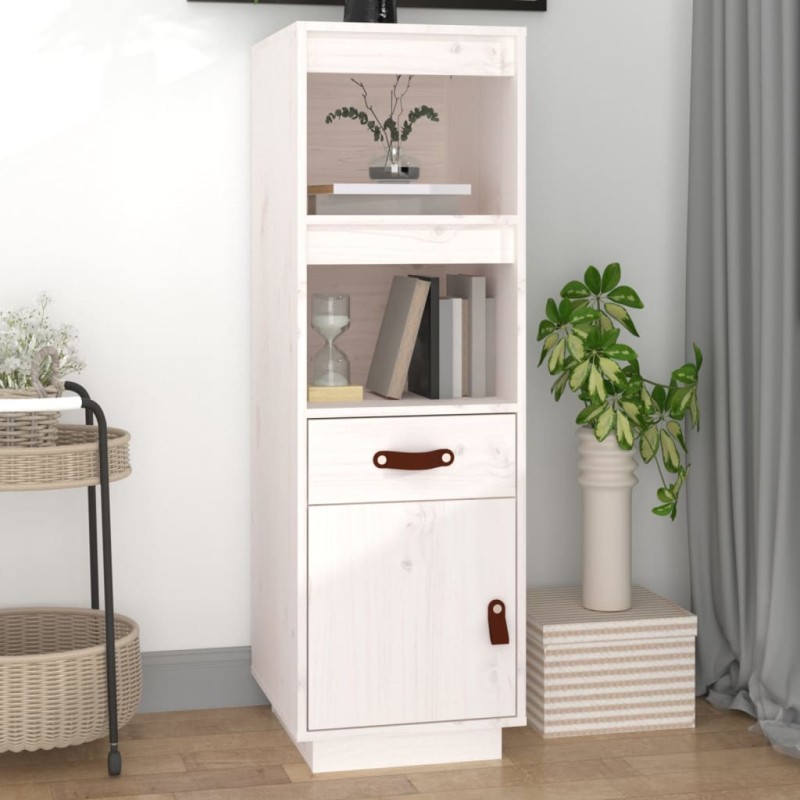 vidaXL Highboard Weiß 34x40x108,5 cm Massivholz Kiefer vidaXL Highboard Weiß 34x40x108,5 cm Massivholz Kiefer