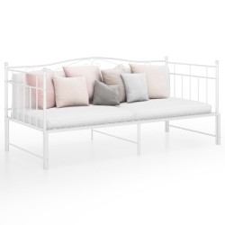 vidaXL Ausziehsofa Bettgestell Weiß Metall 90x200 cm