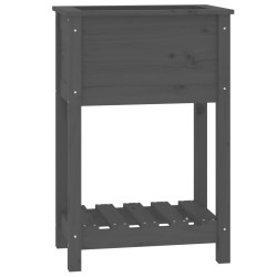 vidaXL Pflanzkübel mit Ablage Grau 54x34,5x81 cm Massivholz Kiefer