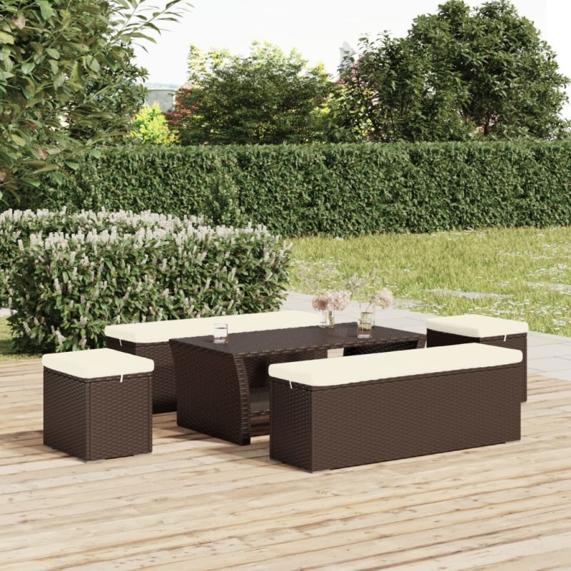 vidaXL Hocker mit Kissen 2 Stk. Braun 40x30x40 cm Poly Rattan vidaXL Hocker mit Kissen 2 Stk. Braun 40x30x40 cm Poly Rattan