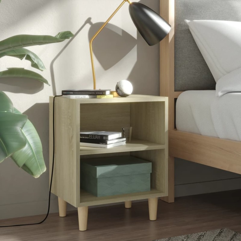 vidaXL Nachttische 2 Stk. Massivholz-Beinen Sonoma-Eiche 40x30x50cm vidaXL Nachttische 2 Stk. Massivholz-Beinen Sonoma-Eiche 40x30x50cm