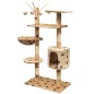 vidaXL Katzen-Kratzbaum 125 cm Beige mit Pfoten-Aufdruck vidaXL Katzen-Kratzbaum 125 cm Beige mit Pfoten-Aufdruck