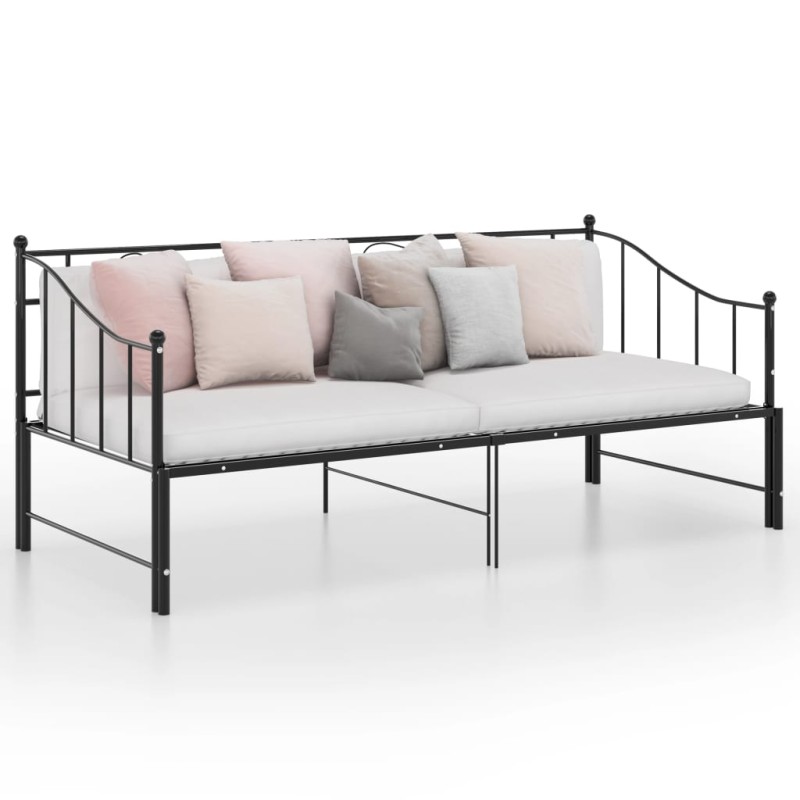 vidaXL Ausziehsofa Bettgestell Schwarz Metall 90x200 cm vidaXL Ausziehsofa Bettgestell Schwarz Metall 90x200 cm