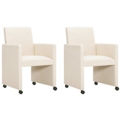 vidaXL Esszimmerstühle 2 Stk. Creme Stoff