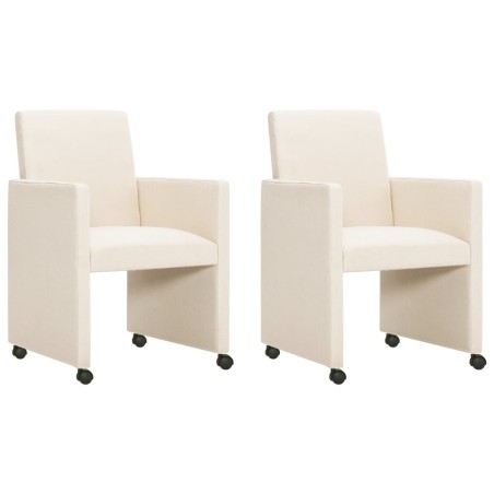 vidaXL Esszimmerstühle 2 Stk. Creme Stoff