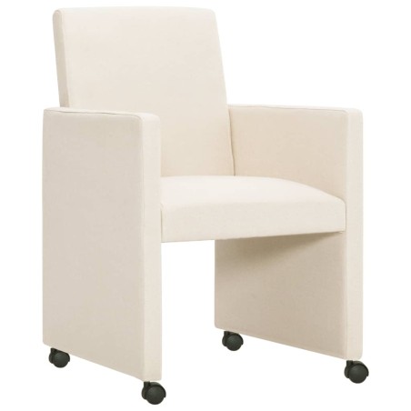 vidaXL Esszimmerstühle 2 Stk. Creme Stoff