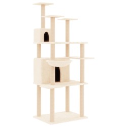 vidaXL Kratzbaum mit Sisal-Kratzsäulen Creme 166 cm