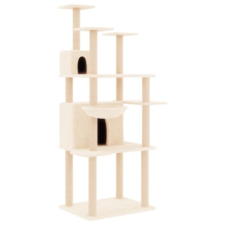 vidaXL Kratzbaum mit Sisal-Kratzsäulen Creme 166 cm