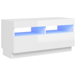 vidaXL TV-Schrank mit LED-Leuchten Hochglanz-Weiß 80x35x40 cm