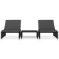 Sonnenliegen 2 Stk. mit Tisch Poly Rattan Schwarz Sonnenliegen 2 Stk. mit Tisch Poly Rattan Schwarz