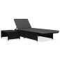 Sonnenliegen 2 Stk. mit Tisch Poly Rattan Schwarz Sonnenliegen 2 Stk. mit Tisch Poly Rattan Schwarz