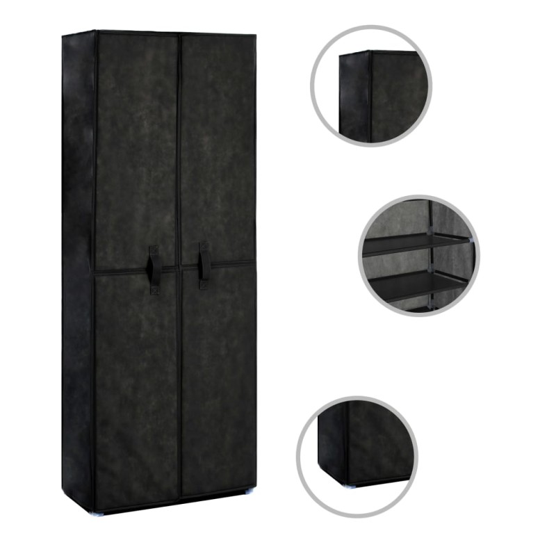 vidaXL Schuhschrank Schwarz 60 x 30 x166 cm Stoff vidaXL Schuhschrank Schwarz 60 x 30 x166 cm Stoff