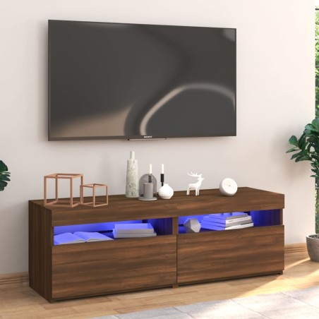 vidaXL TV-Schrank mit LED-Leuchten Braun Eichen-Optik 120x35x40 cm