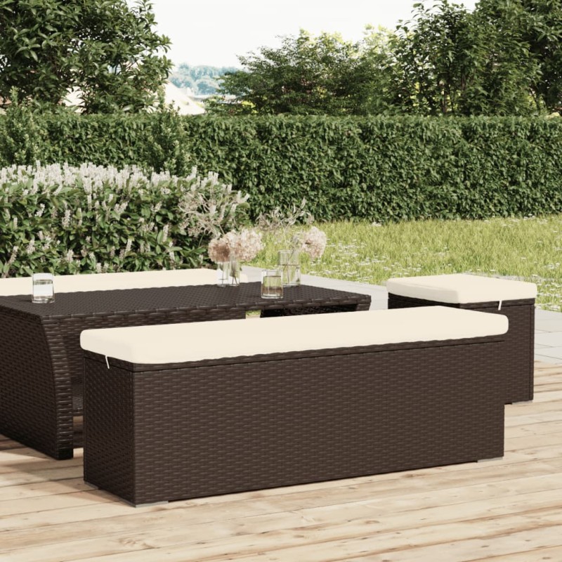 vidaXL Hockerbank mit Sitzkissen Braun 110x30x40 cm Poly Rattan vidaXL Hockerbank mit Sitzkissen Braun 110x30x40 cm Poly Rattan