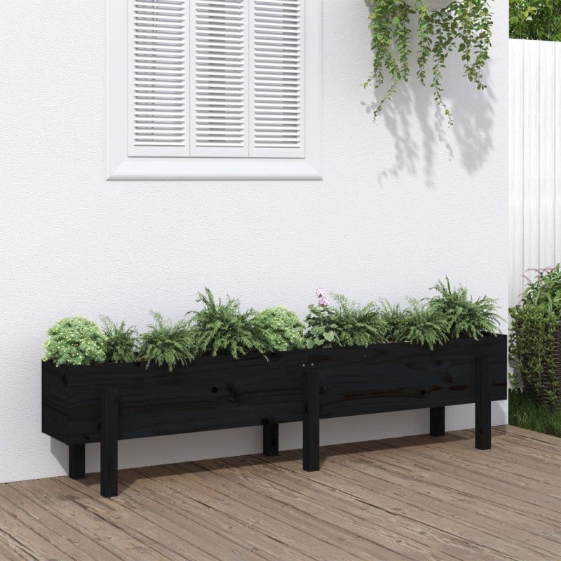 vidaXL Hochbeet Schwarz 160x30x38 cm Massivholz Kiefer vidaXL Hochbeet Schwarz 160x30x38 cm Massivholz Kiefer