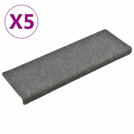 vidaXL Treppenmatten 5 Stk. Hellgrau 65x21x4 cm Nadelvlies