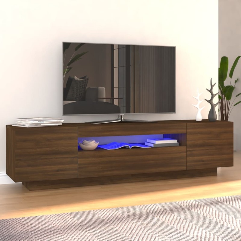vidaXL TV-Schrank mit LED-Leuchten Braun Eichen-Optik 160x35x40 cm vidaXL TV-Schrank mit LED-Leuchten Braun Eichen-Optik 160x35x40 cm