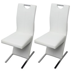 vidaXL Esszimmerstühle 2 Stk. Weiß Kunstleder 