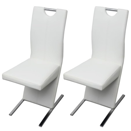 vidaXL Esszimmerstühle 2 Stk. Weiß Kunstleder 
