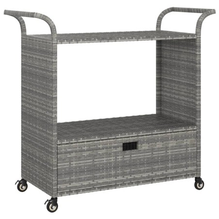vidaXL Barwagen mit Schublade Grau 100x45x97 cm Poly Rattan  