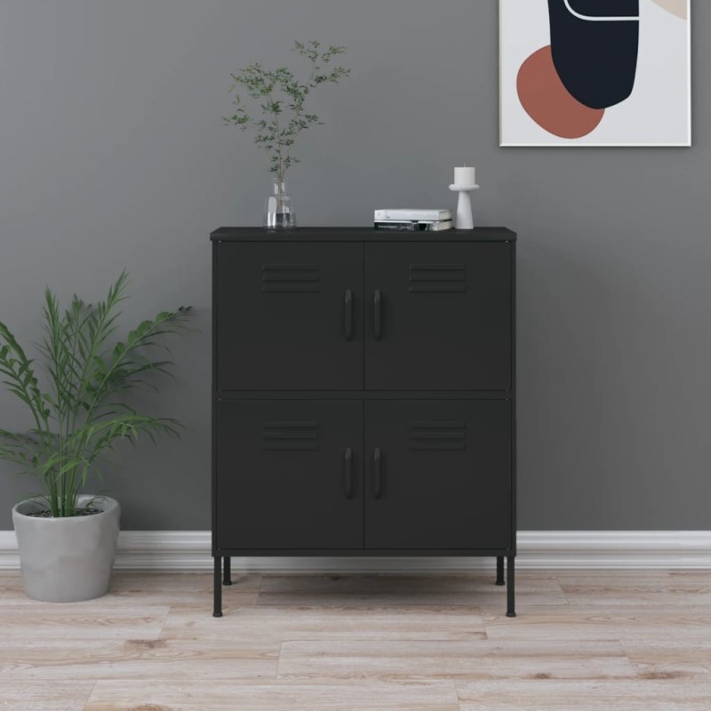 vidaXL Lagerschrank Schwarz 80x35x101,5 cm Stahl vidaXL Lagerschrank Schwarz 80x35x101,5 cm Stahl