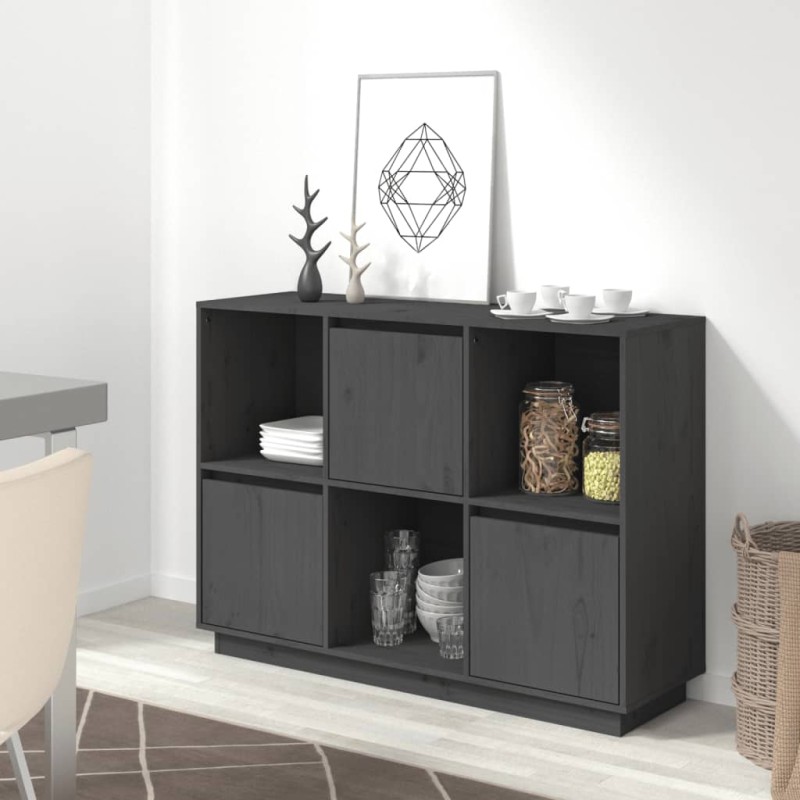 vidaXL Sideboard Grau 110,5x35x80 cm Massivholz Kiefer vidaXL Sideboard Grau 110,5x35x80 cm Massivholz Kiefer