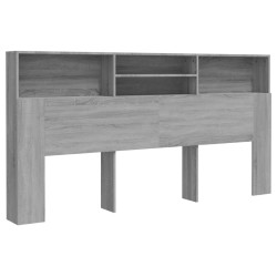 vidaXL Kopfteil mit Ablagen Grau Sonoma 200x19x103,5 cm