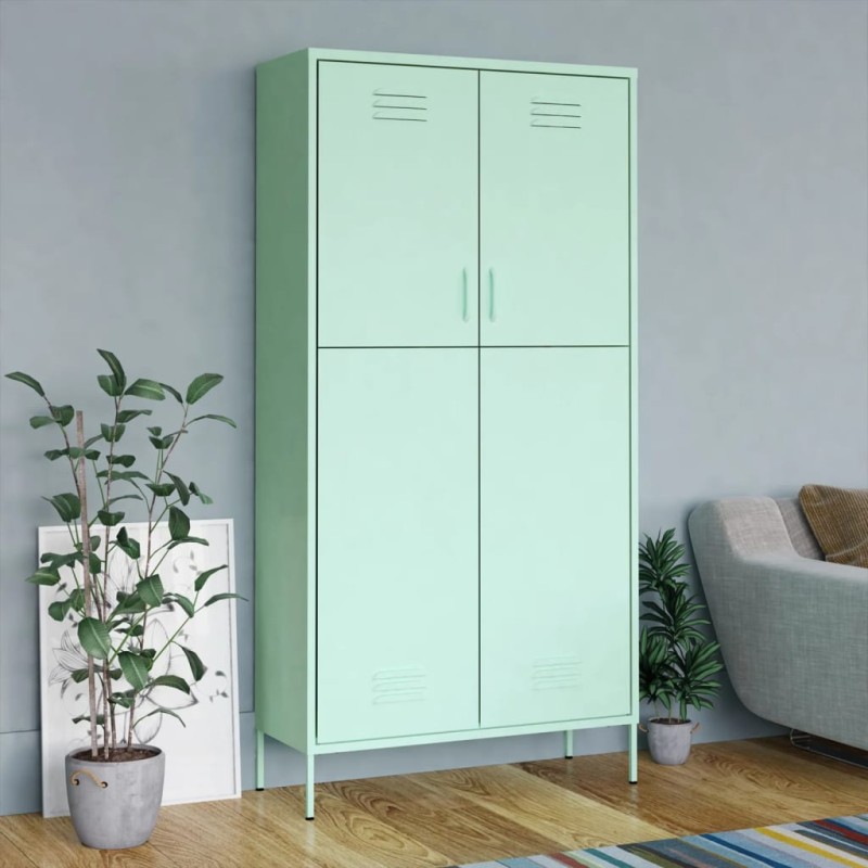 vidaXL Kleiderschrank Minzgrün 90x50x180 cm Stahl vidaXL Kleiderschrank Minzgrün 90x50x180 cm Stahl