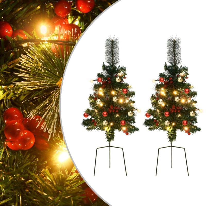 vidaXL Künstlicher Weihnachtsbaum mit LEDs 2 Stk. 76 cm PVC vidaXL Künstlicher Weihnachtsbaum mit LEDs 2 Stk. 76 cm PVC