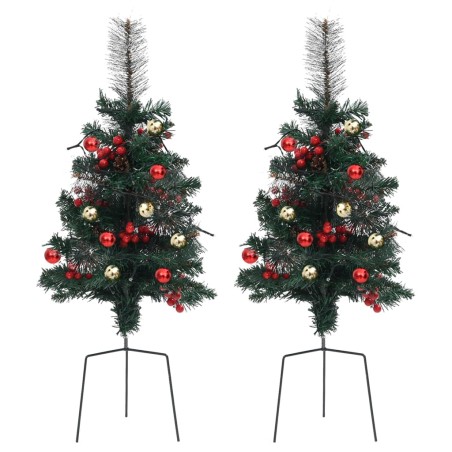 vidaXL Künstlicher Weihnachtsbaum mit LEDs 2 Stk. 76 cm PVC