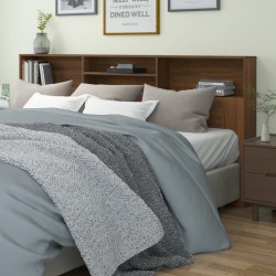 vidaXL Kopfteil mit Ablagen Braun Eichen-Optik 220x19x103,5 cm