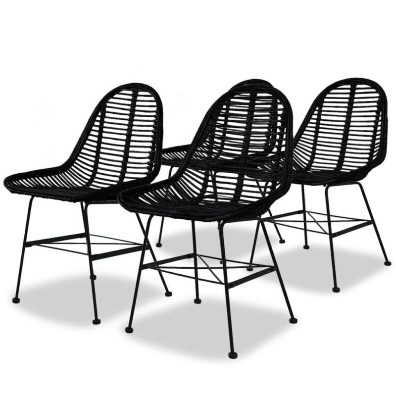 vidaXL Esszimmerstühle 4 Stk. Natur Rattan Schwarz vidaXL Esszimmerstühle 4 Stk. Natur Rattan Schwarz