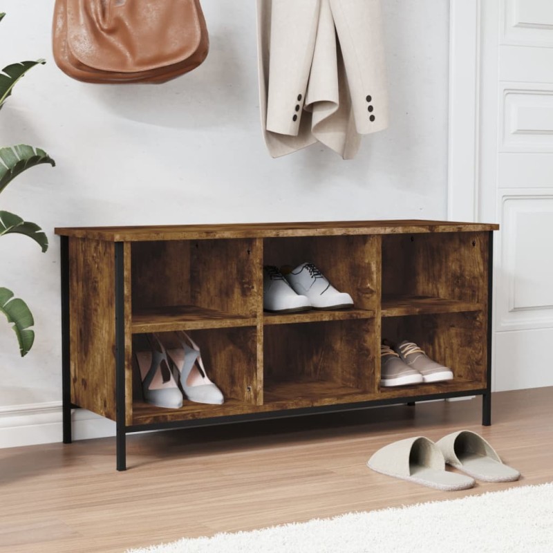 vidaXL Schuhregal Räuchereiche 100x35x50 cm Holzwerkstoff vidaXL Schuhregal Räuchereiche 100x35x50 cm Holzwerkstoff