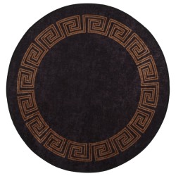 vidaXL Teppich Waschbar Schwarz und Golden φ120 cm Rutschfest