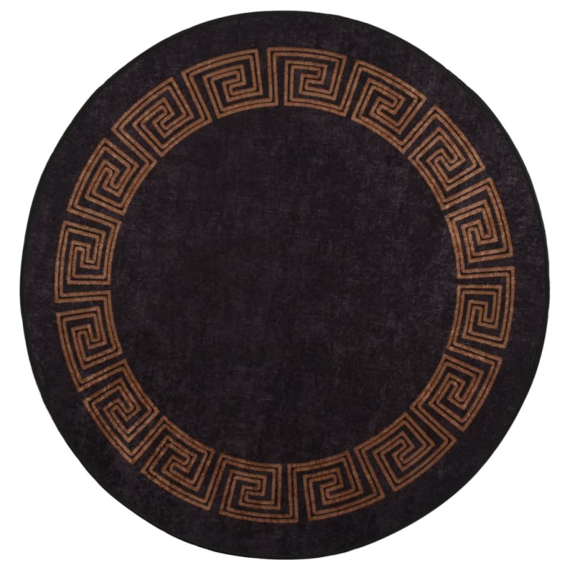 vidaXL Teppich Waschbar Schwarz und Golden φ120 cm Rutschfest vidaXL Teppich Waschbar Schwarz und Golden φ120 cm Rutschfest