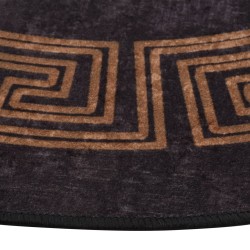 vidaXL Teppich Waschbar Schwarz und Golden φ120 cm Rutschfest