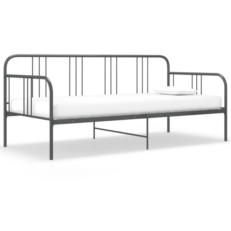 vidaXL Schlafsofa Bettgestell Grau Metall 90x200 cm vidaXL Schlafsofa Bettgestell Grau Metall 90x200 cm