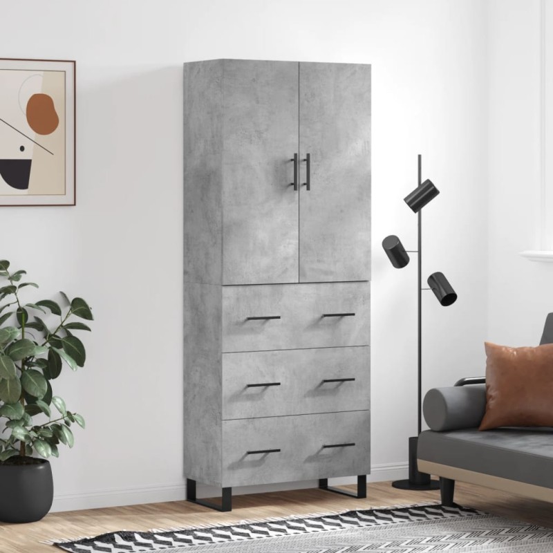 Highboard Betongrau 69,5x34x180 cm Holzwerkstoff Highboard Betongrau 69,5x34x180 cm Holzwerkstoff