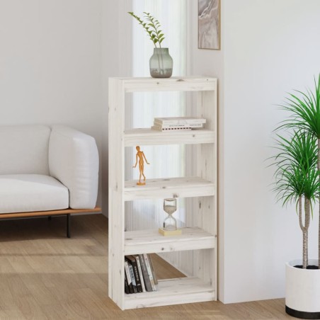 vidaXL Bücherregal Raumteiler Weiß 60x30x135,5 cm Massivholz Kiefer