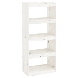vidaXL Bücherregal Raumteiler Weiß 60x30x135,5 cm Massivholz Kiefer