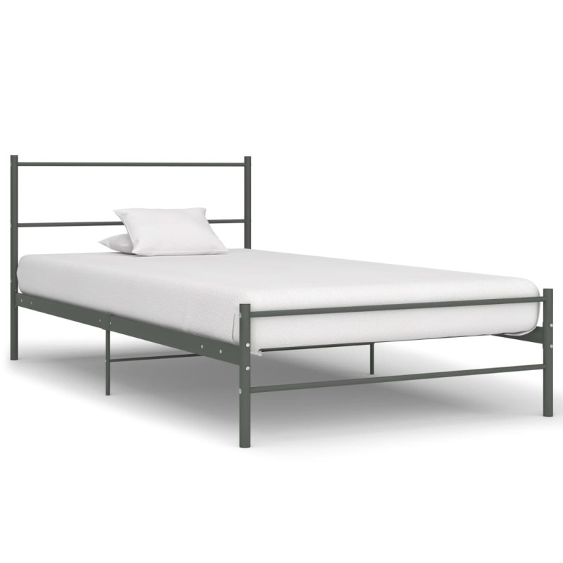 vidaXL Bettgestell Grau Metall 100 × 200 cm vidaXL Bettgestell Grau Metall 100 × 200 cm