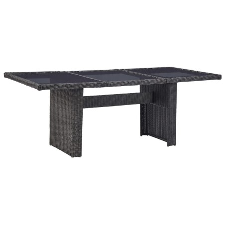 vidaXL Garten-Esstisch Schwarz 200x100x74 cm Glas und Poly Rattan 