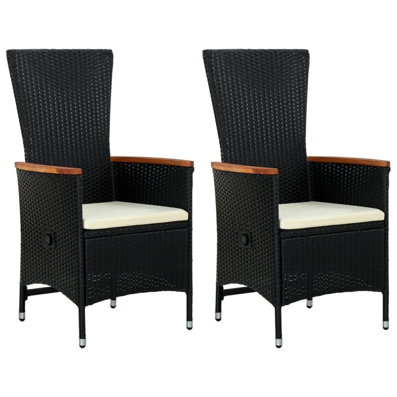 Gartenstühle 2 Stk. mit Polstern Poly Rattan Schwarz Gartenstühle 2 Stk. mit Polstern Poly Rattan Schwarz