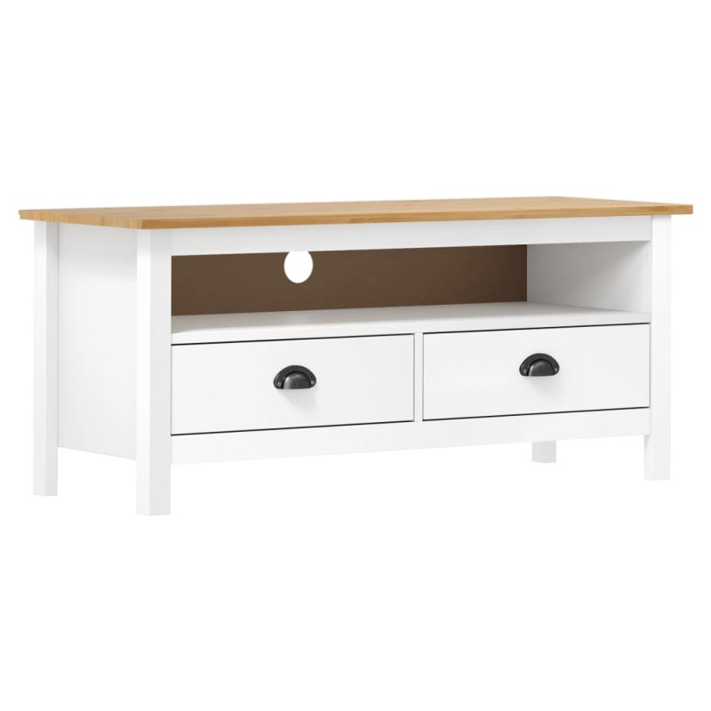 vidaXL TV-Schrank Hill Weiß 110x40x47 cm Massivholz Kiefer vidaXL TV-Schrank Hill Weiß 110x40x47 cm Massivholz Kiefer