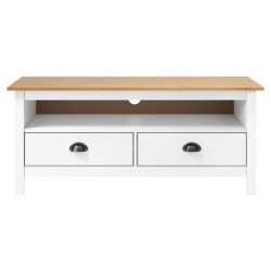 vidaXL TV-Schrank Hill Weiß 110x40x47 cm Massivholz Kiefer