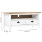 vidaXL TV-Schrank Hill Weiß 110x40x47 cm Massivholz Kiefer vidaXL TV-Schrank Hill Weiß 110x40x47 cm Massivholz Kiefer