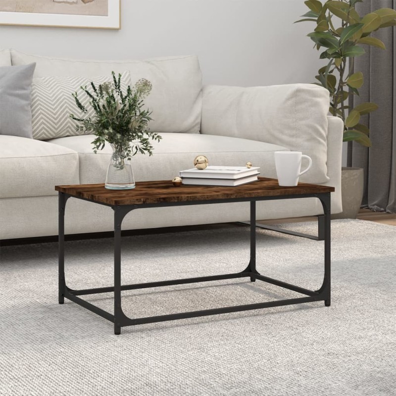 vidaXL Couchtisch Räuchereiche 80x50x40 cm Holzwerkstoff und Eisen