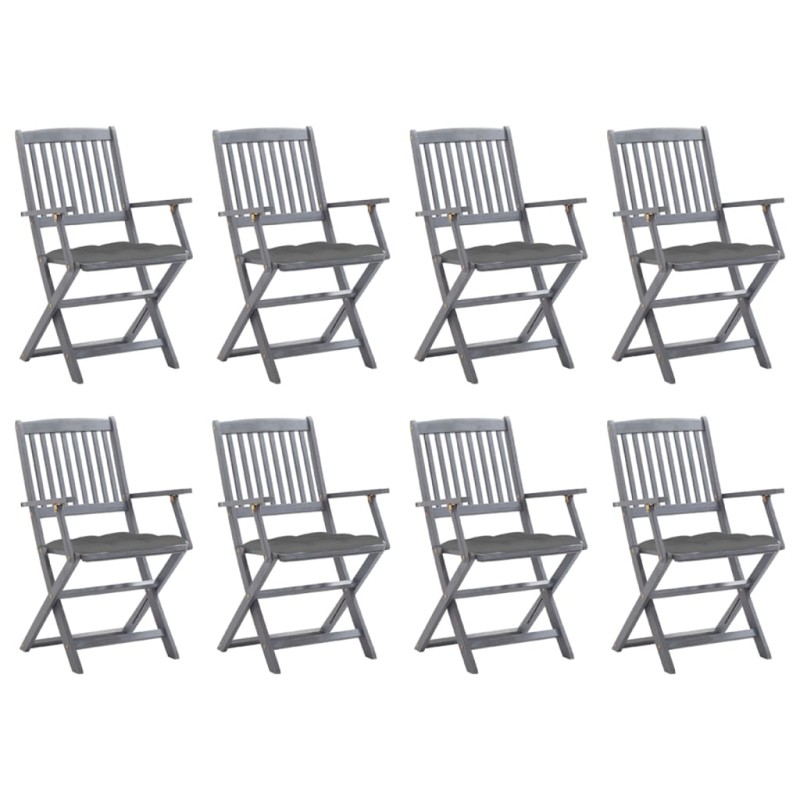 vidaXL Klappbare Gartenstühle 8 Stk. mit Kissen Massivholz Akazie vidaXL Klappbare Gartenstühle 8 Stk. mit Kissen Massivholz Akazie