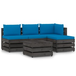 vidaXL 5-tlg. Garten-Lounge-Set mit Kissen Grau Imprägniertes Holz