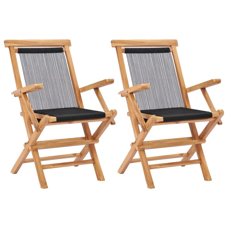 vidaXL Klappbare Gartenstühle 2 Stk. Massivholz Teak und Seil vidaXL Klappbare Gartenstühle 2 Stk. Massivholz Teak und Seil